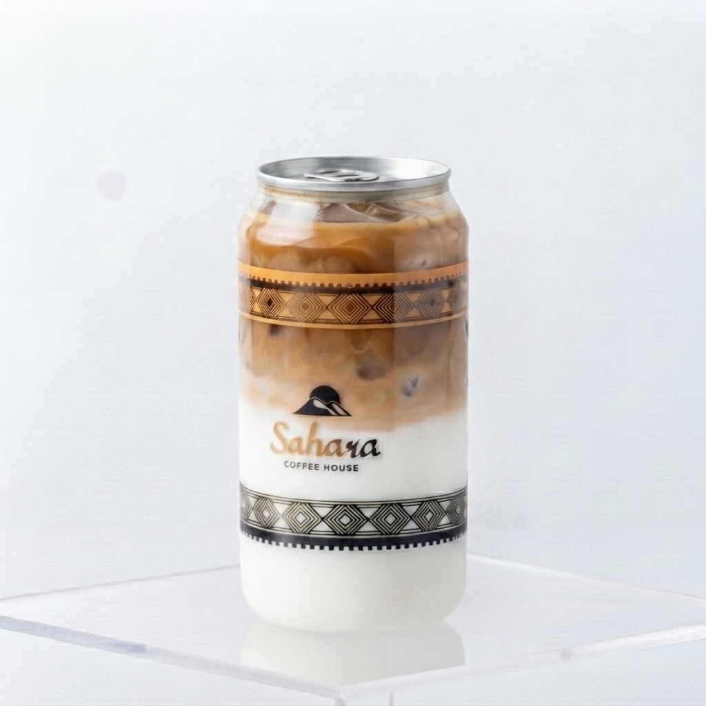 Layered iced coffee with milk from Sahara Coffee House